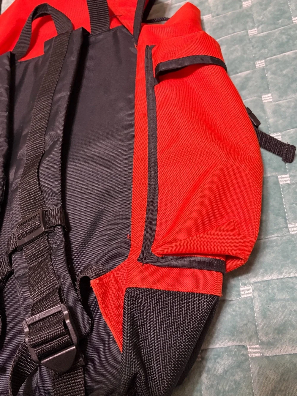 Vintage Tommy Hilfiger Orange Black Multi Pocket Backpack Hiking Travel Bag